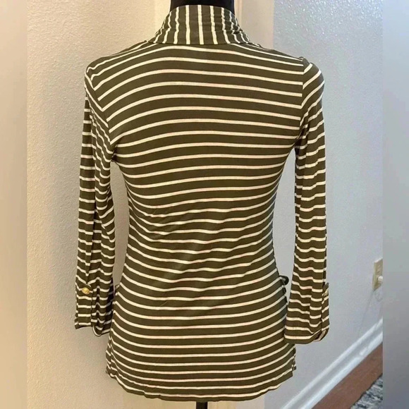 H.I.P. Green & White Striped Open Front Cardigan - Picture 3 of 6